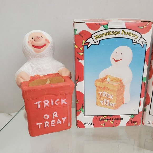 2) Hermitage Pottery 1995 Ceramic Ghost Mummy Candle Limited Edition vintage - Picture 2 of 12